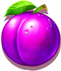 Pflaume Symbol - violette Pflaume mit grünem Blatt