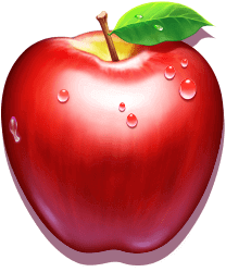 Apfel Symbol - roter Apfel mit grünem Blatt